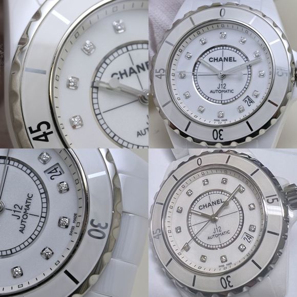 CHANEL J12 H1629 Late Model 12P Diamond White Ceramic x Stainless Steel Men's... - Picture 7 of 10